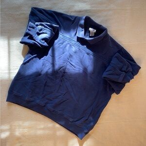 Saks Fifth Avenue dark blue cotton pullover polo sweater women’s size medium